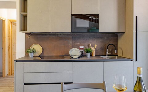 Villa Zena: Countertop, Kitchen, Furniture, Kitchen Appliance, Cabinetry, Interior Design, Flooring, Wood, Home, Home Appliance
