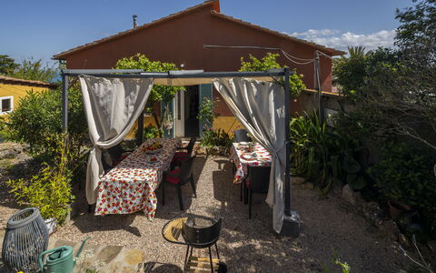 La Torre sul Ponte, Seaview, Garden: Furniture, Chair, Table, Outdoor Furniture, Shade, Backyard, Flowerpot, Outdoor Table, Garden, Patio