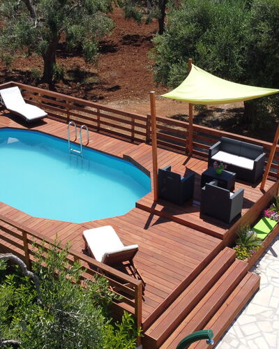 Villa Antony: Wood, Swimming Pool, Furniture, Outdoor Furniture, Wood Stain, Deck, Resort, Shade, Chair, Hardwood