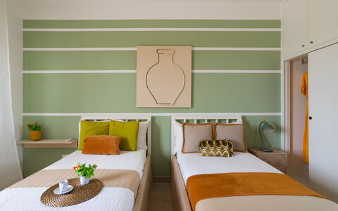 Apulia Retreat: Furniture, Interior Design, Bed, Bedroom, Wall, Flooring, Floor, Ceiling, Wood, Room