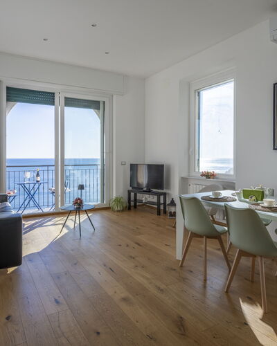 La Casa di Martina, Amazing Seaview: Furniture, Flooring, Floor, Wood, Interior Design, Table, Chair, Kitchen & Dining Room Table, Sea, Wood Flooring