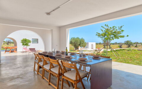 Terracorte Villa: Furniture, Table, Kitchen & Dining Room Table, Chair, Dining Room, Houseplant