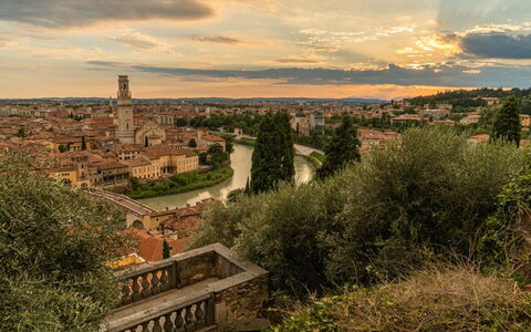 Villa Bocchi: Landscape, Horizon, Morning, Evening, Sunrise, Dusk, Sunset, River, Tower, Reflection