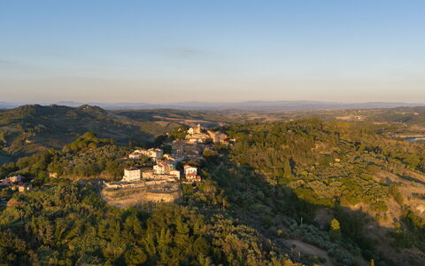 Villa Elisa: Landscape, Hill, Hill Station, Morning, Sunlight, Bird'S-Eye View, Chaparral, Aerial Photography, Village, Shrubland