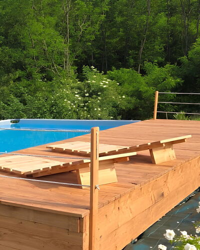 Nature Escape Villa Pool: Wood, Hardwood, Plank, Wood Stain, Deck, Swimming Pool, Wood Flooring, Plywood, Lumber