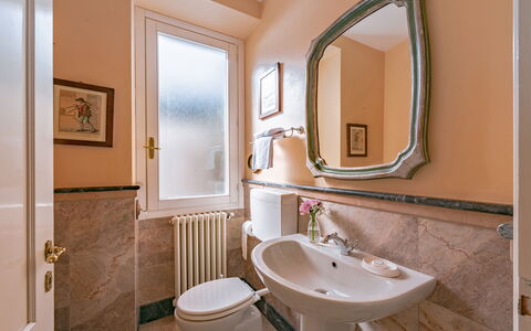 Besanina: Wall, Interior Design, Plumbing Fixture, Flooring, Floor, Tap, Bathroom Sink, Bathroom, Mirror, Sink