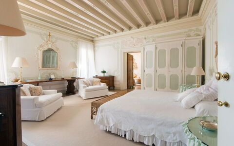 Galero: Furniture, Interior Design, Bed, Bedroom, Wall, Bedding, Wood, Ceiling, Floor, Bed Sheet