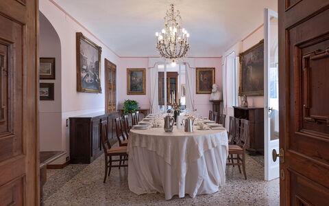 Camilla Villa: Furniture, Interior Design, Table, Flooring, Wood, Chair, Floor, Dining Room, Ceiling, Lighting