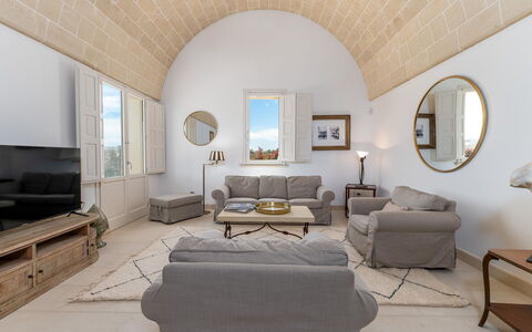 Masseria Ficalindia: Furniture, Home, Couch, Apartment, Living Room, Chair, Houseplant, Design, Sofa Bed