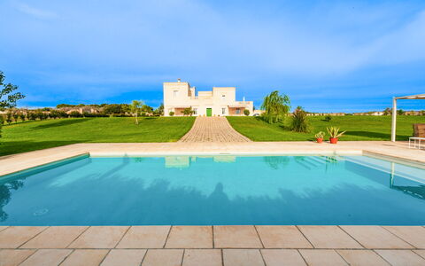 Masseria Ficalindia: Blue, Swimming Pool, Garden, Lawn, Landscaping, Villa