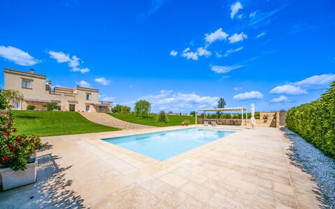 Masseria Ficalindia: Blue, Garden, Estate, Landscaping, Swimming Pool, Lawn, Mansion, Villa, Park, Yard