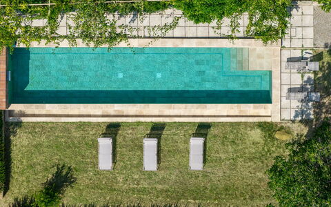 Villa Il Casalino, Florentine Hills with Pool: Swimming Pool, Composite Material, Garden, Shade, Landscaping, Water Feature, Reflection, Backyard, Walkway, Reflecting Pool