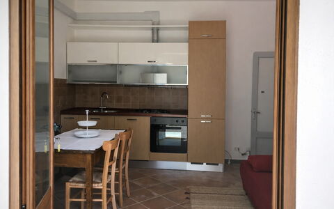 Apartment, Garden, Beigua Unesco Global Geopark: Furniture, Flooring, Kitchen, Kitchen Appliance, Floor, Countertop, Wood, Interior Design, Major Appliance, Cabinetry