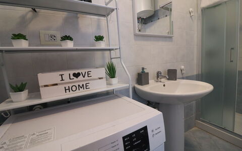 Casa Kalès Otranto – Holiday Home 4 Guests – Ac, W: Interior Design, Flooring, Floor, Room, Furniture, Washing Machine, Home, Bathroom Cabinet, Plumbing Fixture