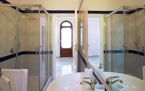 Villa Sam: Interior Design, Flooring, Floor, Plumbing Fixture, Lighting, Ceiling, Bathroom, Tap, Plumbing, Apartment