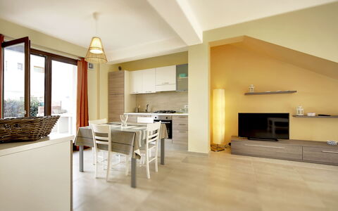 Borgo Vigata 1: Interior Design, Furniture, Flooring, Floor, Wood, Ceiling, Room, Lighting, Chair, Apartment