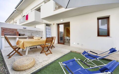 Borgo Vigata 1: Floor, Flooring, Apartment, Shade, Chair, Wood Stain, Balcony, Outdoor Furniture, Houseplant, Daylighting