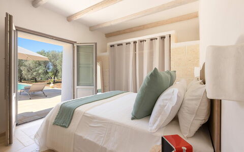 Villa Olivella: Furniture, Interior Design, Chair, Home, Floor, Flooring, Bed, Linens, Bedroom, Room