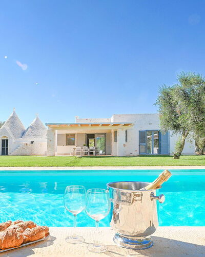 Trulli Heaven: Blue, Estate, Shade, Lawn, Farmhouse, Landscaping, Swimming Pool, Villa, Hacienda