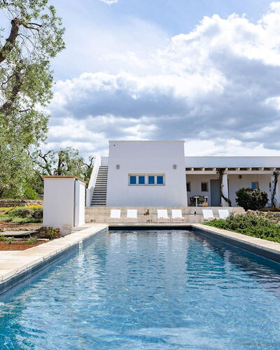 Villa Il Guaceto: Blue, Swimming Pool, Home, Estate, Shade, Water Feature, Resort, Landscaping, Villa, Design