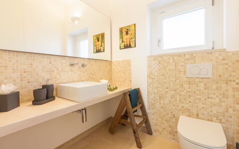 Villa Panita: Bathroom, Flooring, Floor, Wall, Plumbing Fixture, Interior Design, Bathroom Sink, Tap, Tile, Sink