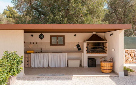 Villa Il Gelsomino: Garden, Shade, Wood Stain, Outdoor Structure, Backyard, Kitchen, Design, Flowerpot, Houseplant, Chair