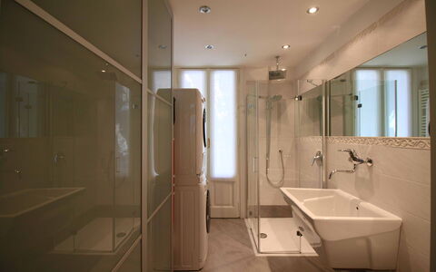 Letizia: Bathroom, Interior Design, Flooring, Plumbing Fixture, Floor, Sink, Bathroom Sink, Tap, Plumbing, Ceiling