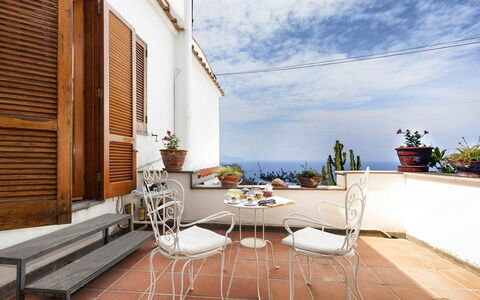 Villa Mary: Flowerpot, Furniture, Houseplant, Chair, Balcony, Kitchen & Dining Room Table, Vase, Dining Room, Outdoor Furniture, Coffee Table