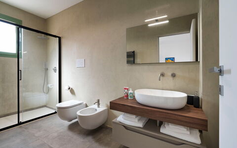 Villa Clemente: Flooring, Interior Design, Wall, Plumbing Fixture, Bathroom, Floor, Sink, Tap, Bathroom Sink, Toilet