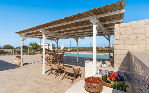 Villa Camporeale: Furniture, Outdoor Furniture, Composite Material, Chair, Shade, Outdoor Structure, Patio, Pergola, Resort, Swimming Pool