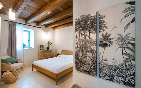 Villa del Sole: Furniture, Interior Design, Bed, Flooring, Wall, Bedroom, Floor, Wood, Room, Home