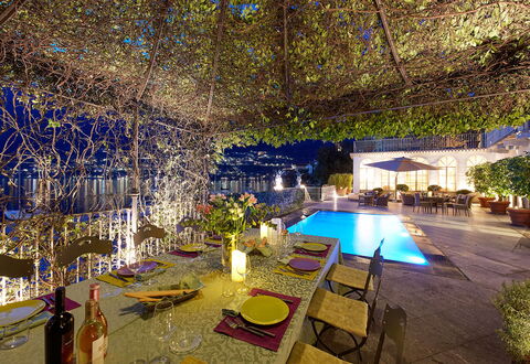 Villa Silva: Blue, Swimming Pool, Resort, Night, Landscape Lighting, Eco Hotel, Hotel, Chair, Outdoor Furniture, Restaurant