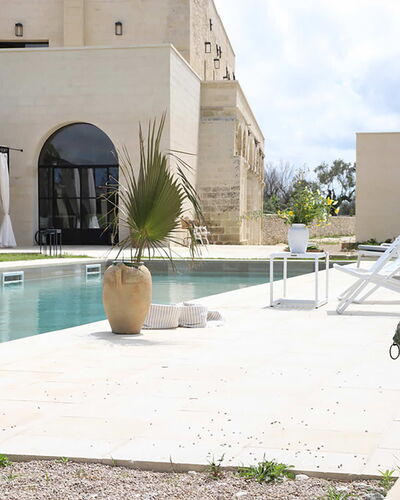 Masseria Loyola: Estate, Swimming Pool, Landscaping, Hacienda, Concrete, Courtyard, Shade, Mansion, Villa, Water Feature