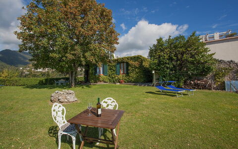 Casa Ravello with Garden: Shrub, Garden, Lawn, Landscaping, Yard, Outdoor Furniture, Backyard, Shade, Park, Farmhouse