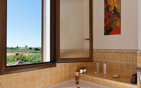 Villa Athena: Plumbing Fixture, Wall, Interior Design, Tap, Bathroom, Plumbing, Home, Mirror, Sink, Floor