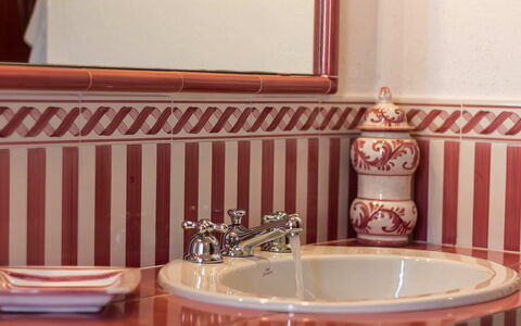 Villa Molinazzo 10: Interior Design, Bathroom Sink, Plumbing Fixture, Tap, Room, Plumbing, Porcelain, Bathroom, Tile, Sink