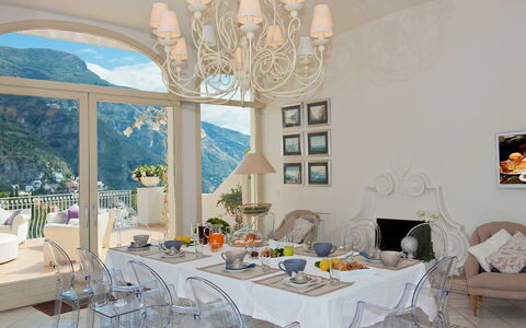 Villa Moresca: Furniture, Interior Design, Chair, Table, Ceiling, Dining Room, Textile, Kitchen & Dining Room Table, Lighting, Room