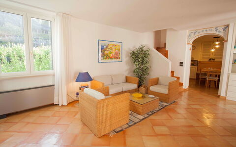 Casa Amalfitana: Furniture, Interior Design, Flooring, Floor, Wood, Couch, Ceiling, Table, Room, Living Room
