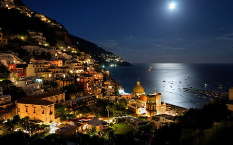 Casa Amalfitana: Night, Coast, Sea, Coastal And Oceanic Landforms, Midnight, Ocean, Shore, Evening, Beach, Resort Town