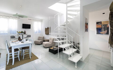 Casa Delfino: Interior Design, Flooring, Furniture, Floor, Apartment, Home, Room, Living Room, Chair, Couch