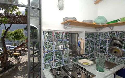 Romantic Tower: Kitchen, Chair, Tile, Houseplant, Flowerpot, Countertop