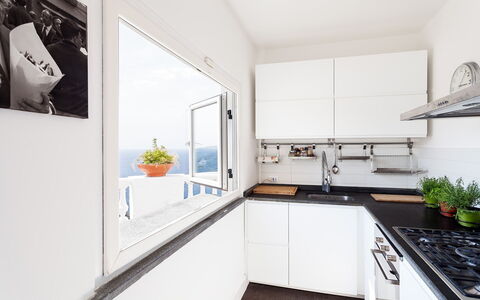 Casa Mariavittoria: Kitchen, Major Appliance, Flooring, Kitchen Appliance, Interior Design, Countertop, Furniture, Floor, Home, Apartment