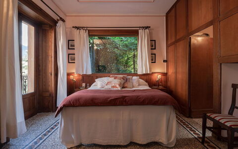 Villa Camilla: Furniture, Bed, Interior Design, Bedroom, Wood, Bed Sheet, Bedding, Floor, Flooring, Room