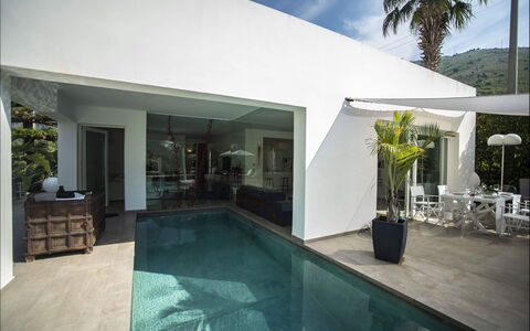 Villa Corallo: Home, Architecture, Floor, Shade, Swimming Pool, Chair, Resort, Eco Hotel, Houseplant
