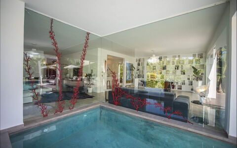 Villa Corallo: Interior Design, Flooring, Floor, Ceiling, Lighting, Apartment, Chair, Glass, Living Room, Houseplant
