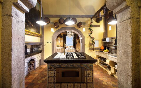 Palazzo Santa Croce: Interior Design, Flooring, Kitchen, Ceiling, Lighting, Furniture, Floor, Light Fixture, Room, Countertop