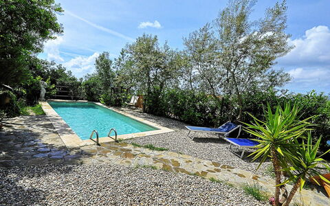 Villa del Mare: Blue, Garden, Backyard, Landscaping, Shade, Yard, Swimming Pool, Water Feature, Hacienda, Villa