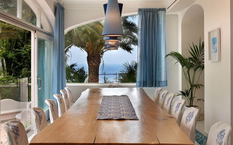 Villa delle Sirene: Furniture, Interior Design, Table, Wood, Chair, Lighting, Flooring, Kitchen & Dining Room Table, Floor, Dining Room