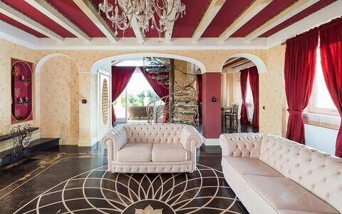 Villa Gemma: Flooring, Interior Design, Furniture, Floor, Wood, Couch, Lighting, Ceiling, Living Room, Table