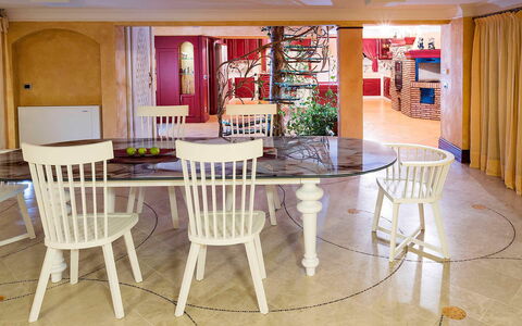 Villa Gemma: Furniture, Interior Design, Flooring, Wood, Chair, Floor, Table, Dining Room, Kitchen & Dining Room Table, Lighting